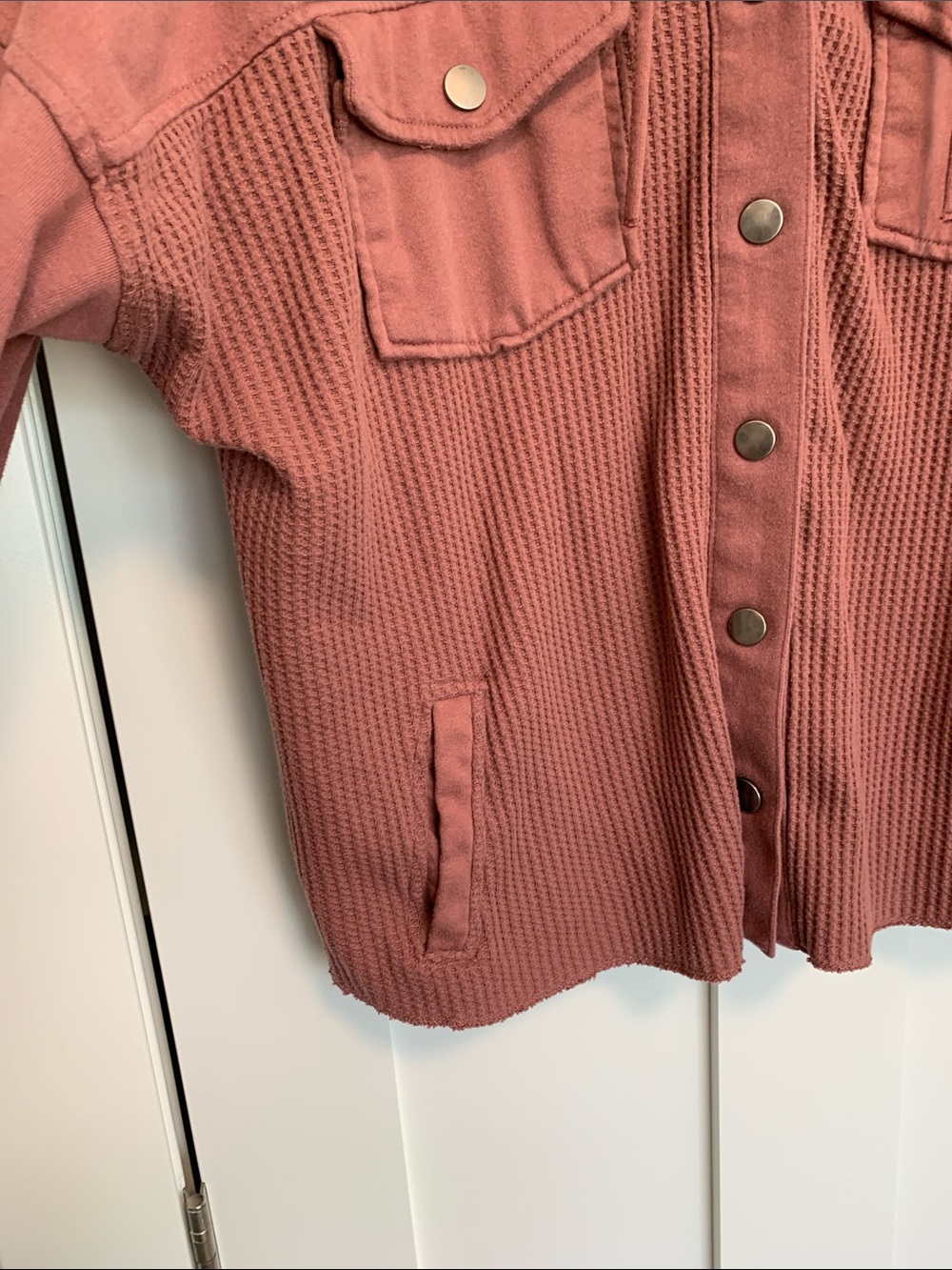 Maurices Hooded Button-Front Utility Jacket - Dusty Rose - Picture 4 of 10